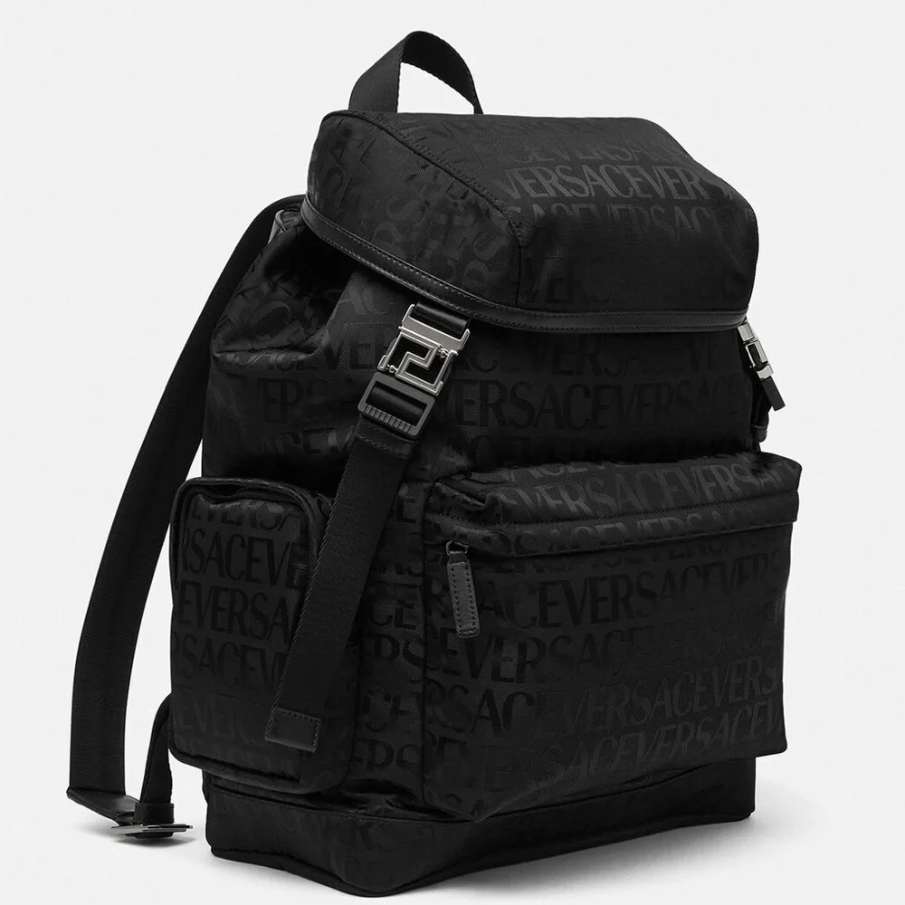 “Versace” all over logo monogram print unisex large backpack NEW - Picture 2 of 14